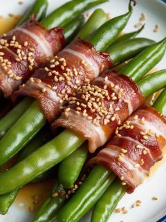 Sweet Spicy Prosciutto Wrapped Green Beans