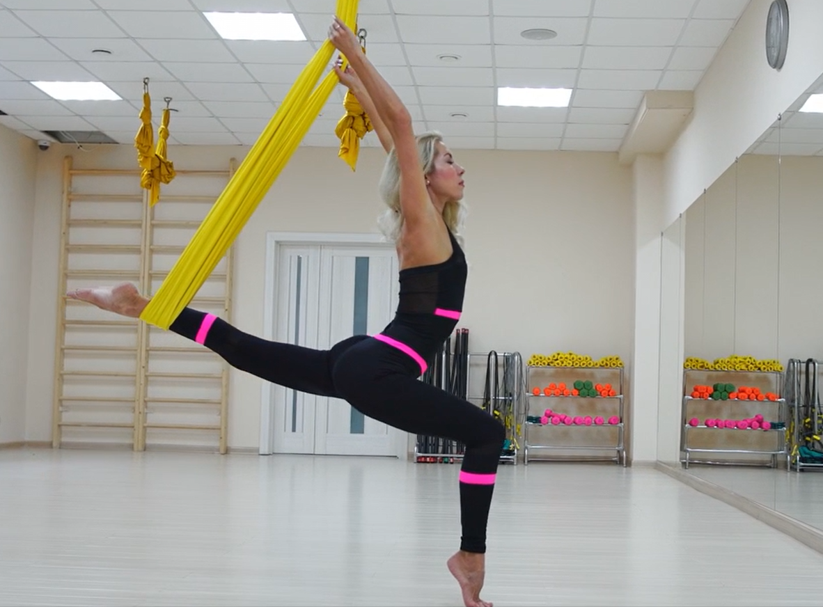 A woman practicing aerial dance